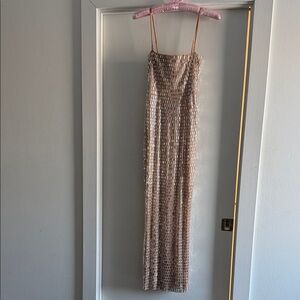 Oh Polly Shimmering Gold Maxi Dress